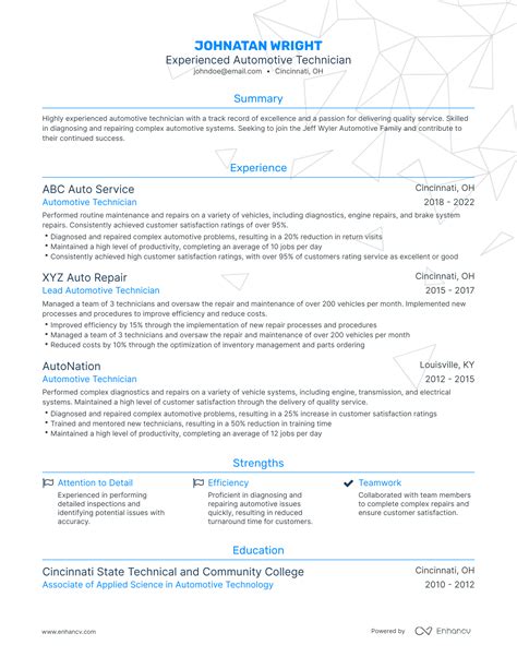 5 Automotive Technician Resume Examples & Guide for 2023