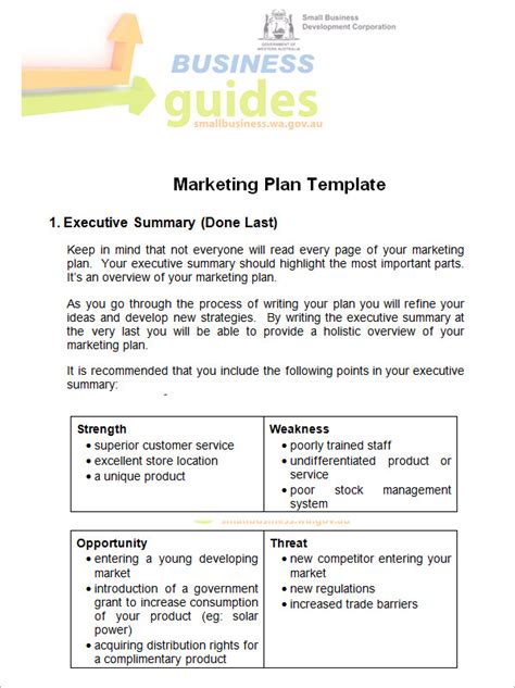 Marketing Plan For Small Business Template - Sfiveband.com