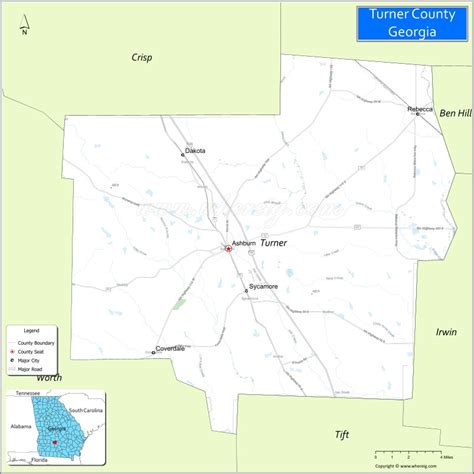 Map of Turner County, Georgia - Where is Located, Cities, Population ...