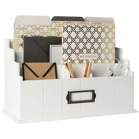 Blu Monaco White Wooden Mail Organizer - 3 Tier White Desk Organizer ...