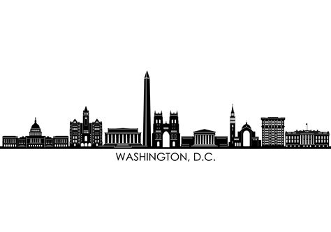 Washington DC City Skyline Silhouette Clipart Silhouette City Building ...