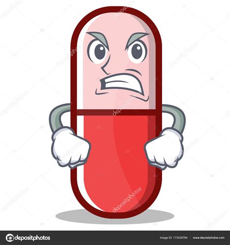 Angry pill capsule cartoon character — Stock Vector © kongvector #173435764