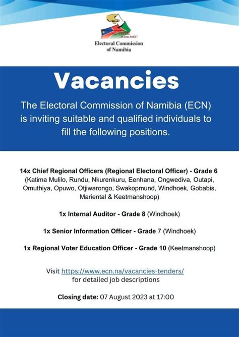 The Electoral Commission Of Namibia is Inviting People To Apply for ECN ...