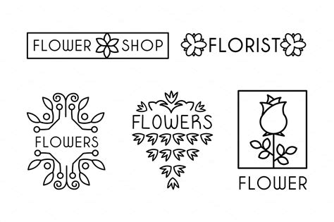 Flower shop logo set, design | Decorative Illustrations ~ Creative Market