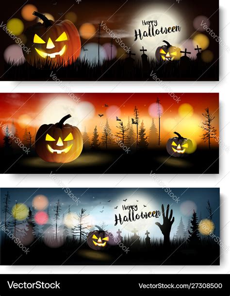 Set halloween spooky banners Royalty Free Vector Image