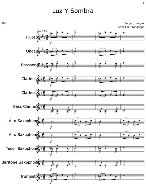 Luz Y Sombra - Sheet music for Flute, Oboe, Bassoon, Clarinet, Bass ...