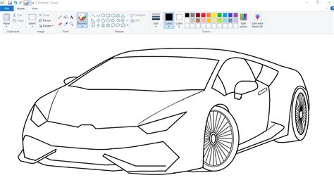 How to draw Lamborghini Car in computer using Ms Paint | 3D Car Drawing ...