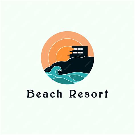 Premium Vector | Modern beach resort logo illustration design