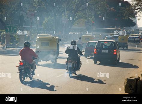 Air pollution in Bangalore India from vehicle exhaust fumes Stock Photo ...