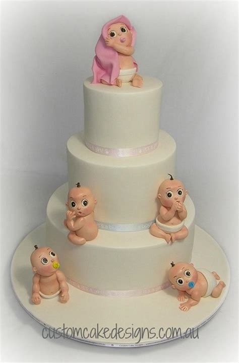 Quintuplets Baby Shower Cake - Decorated Cake by Custom - CakesDecor