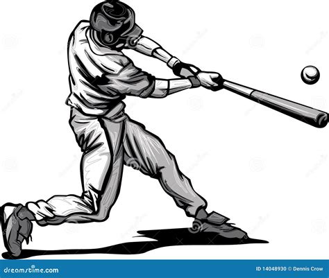 Baseball Batter Hitting Pitch Vector Image Stock Vector - Image: 14048930