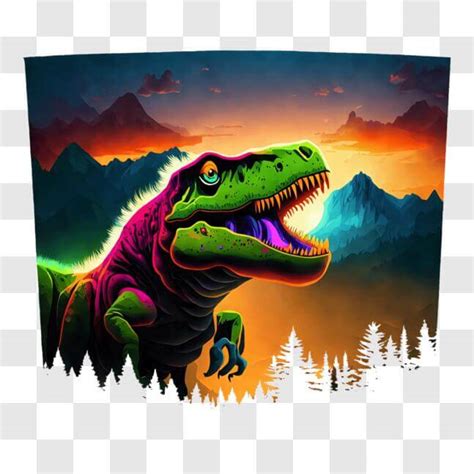 Download Colorful T-Rex in a Natural Habitat PNG Online - Creative Fabrica