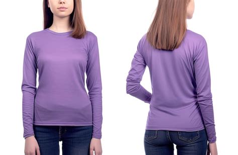 Premium AI Image | Woman wearing a purple Tshirt with long sleeves ...