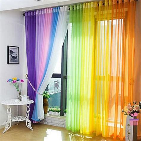 1 pcs Creative Curtains Fabric Simple Translucent Glass Yarn Wear Rod ...