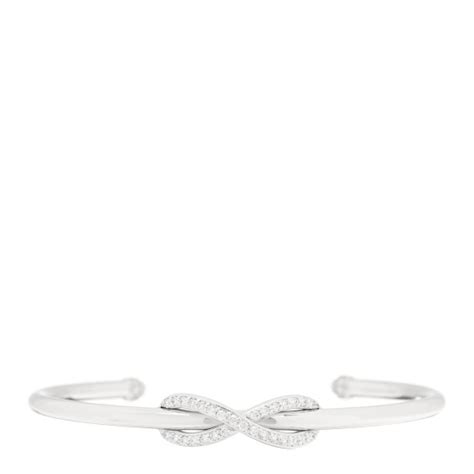 TIFFANY 18K White Gold Diamond Infinity Cuff Bracelet 1319550 ...