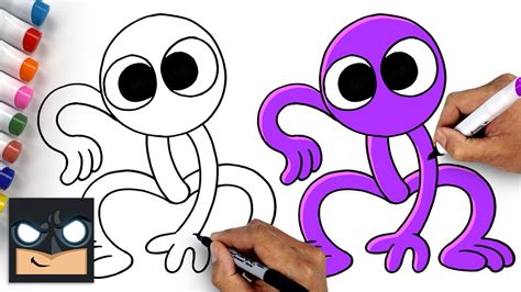 Rainbow Friends How To Draw Purple | Draw & Color Art Tutorial