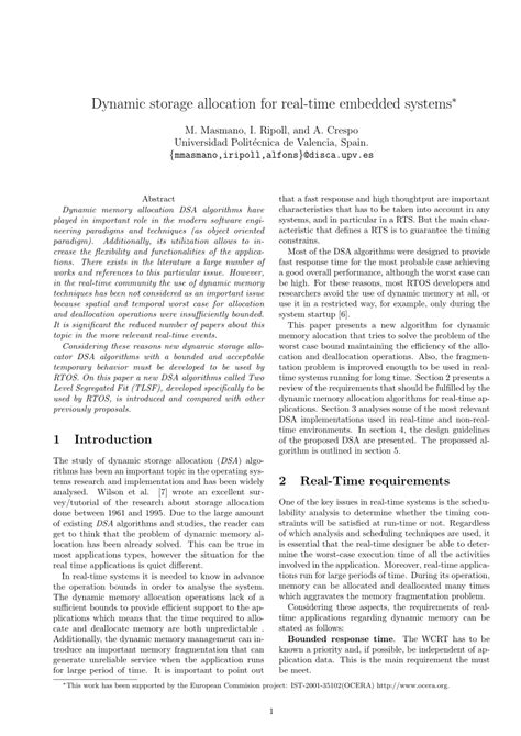 (PDF) Dynamic Storage Allocation for Real-Time Embedded Systems