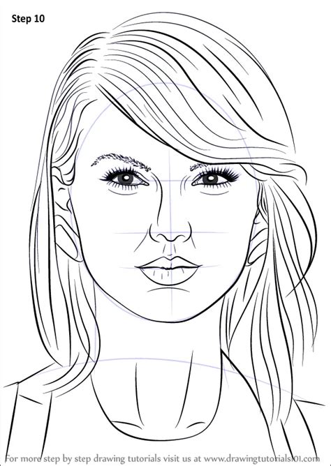 How to Draw Taylor Swift (Singers) Step by Step | DrawingTutorials101.com