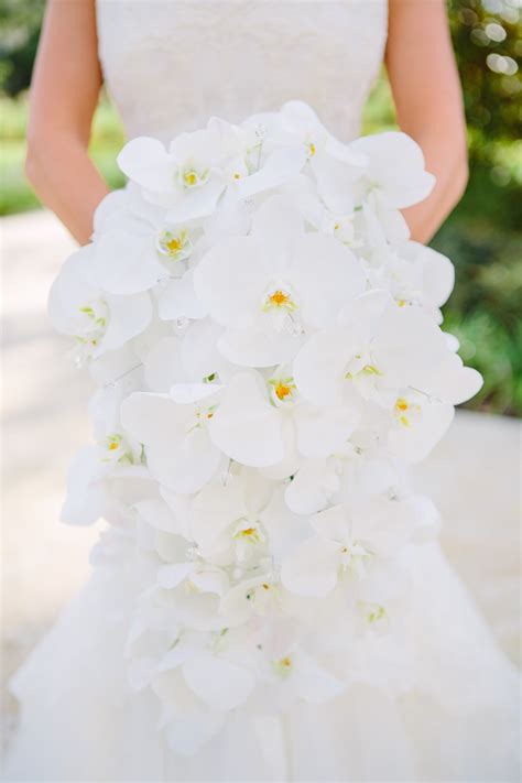 White Cascading Phalaenopsis Orchid Bridal Bouquet