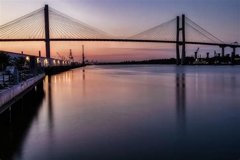 Savannah River Bridge at sunset Photograph by Shelia Hunt