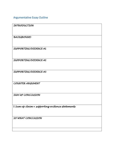 Essay Writing Outline Format