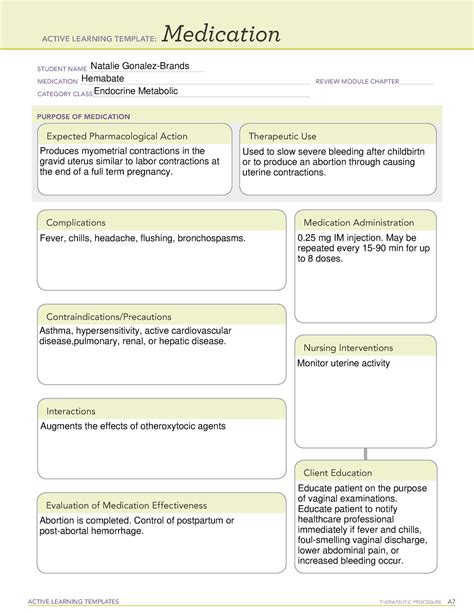 Hemabate - ACTIVE LEARNING TEMPLATES THERAPEUTIC PROCEDURE A Medication ...