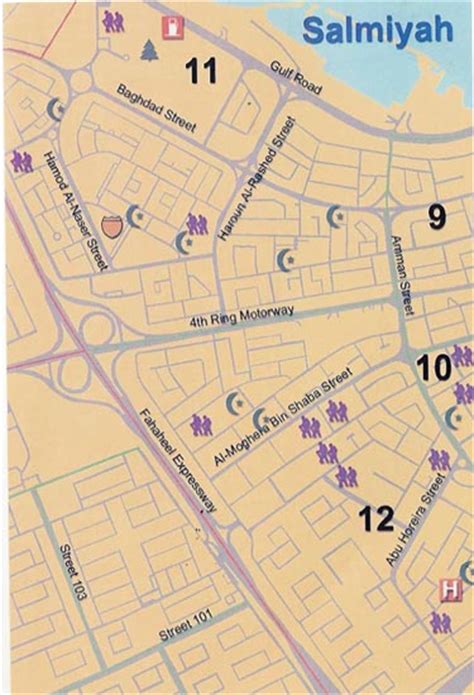 Map Of Salmiya Kuwait - Islands With Names