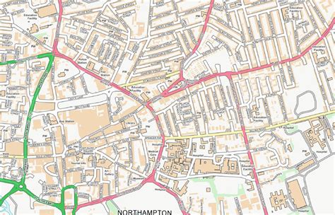 Central Northampton City Street Map - Digital Download – ukmaps.co.uk