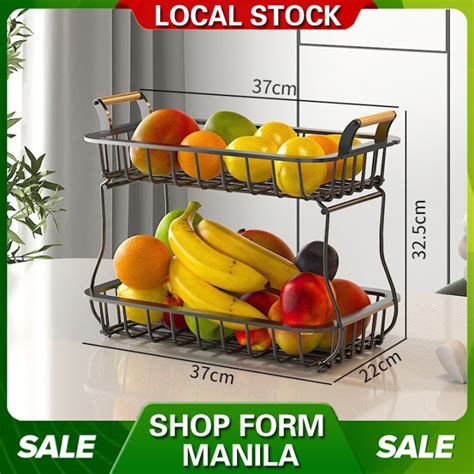 2-Tier Fruit Basket for Table Display Fruits Stand Detachable ...