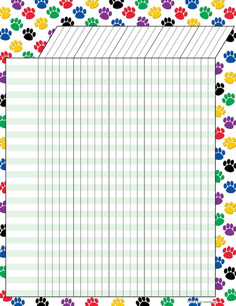 Colorful Paw Prints Incentive Chart