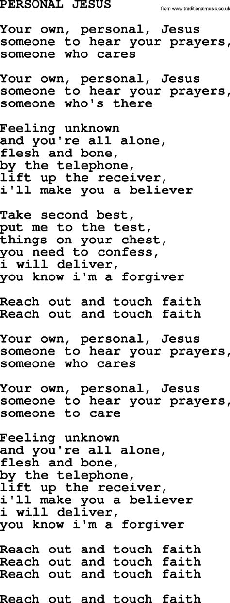 Johnny Cash song: Personal Jesus, lyrics