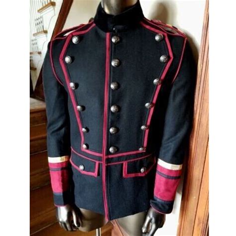 Buy New Military Lapel Style Black With Red Trimming Men Wool Coat ...