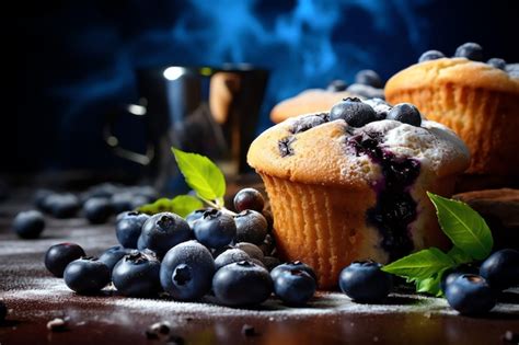 Premium AI Image | Blueberry muffin tasty dessert background