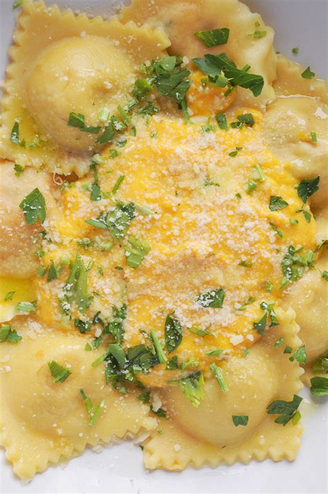 Roasted Butternut Squash Ravioli with Cream Sauce