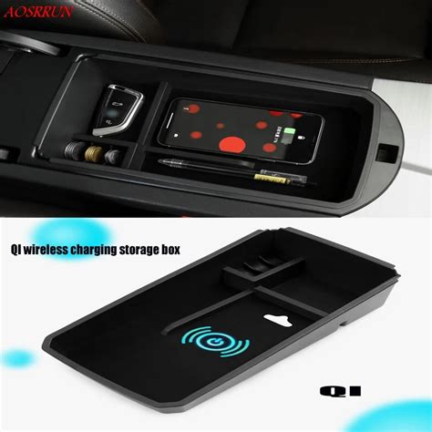 QI wireless charging box For bmw x3 f25 2015 2016 2017 Central Storage ...