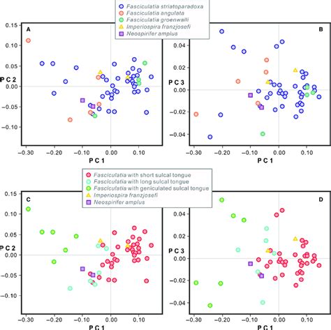 Bivariate scatter plots of scores on the first three principal ...