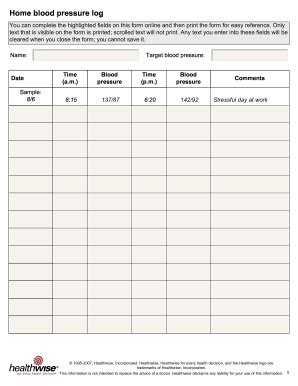 31 Printable Blood Pressure Tracker Forms and Templates - Fillable ...