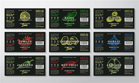 Premium Vector | Handcrafted Sauce Labels Template Collection. Abstract ...