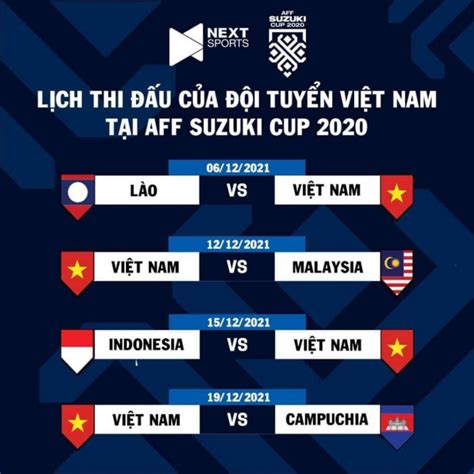 Lịch thi đấu AFF Cup 2021. LTĐ bóng đá chính thức của ĐT Việt Nam. Lịch ...