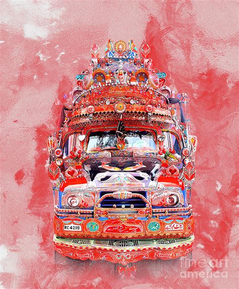 Truck Art in red theme Painting by Gull G - Fine Art America