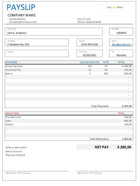 Payslip Template In Excel Exsheets - IMAGESEE