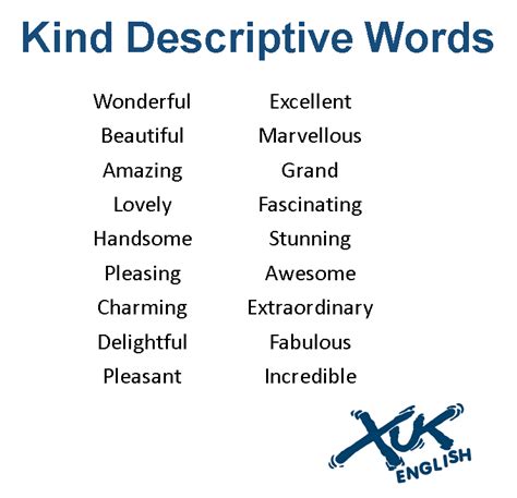 Kind Descriptive Words - here's some kind words to say to your family ...