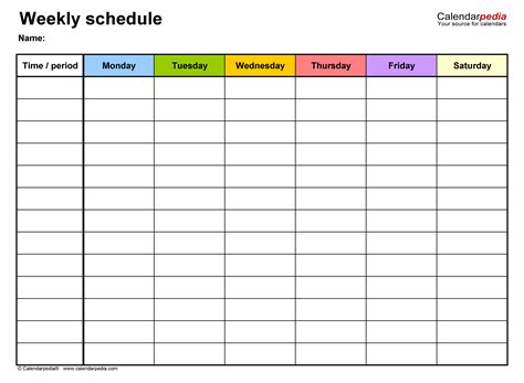 Ms Excel Schedule Template