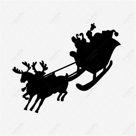 Christmas Santa Reindeer Sleigh Silhouette, Santa Claus, Reindeer ...