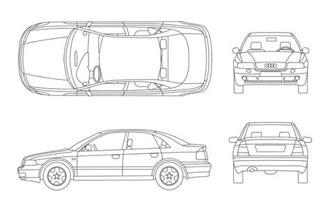 2D AutoCAD file shows the detail of the car | Car drawings, Car top ...