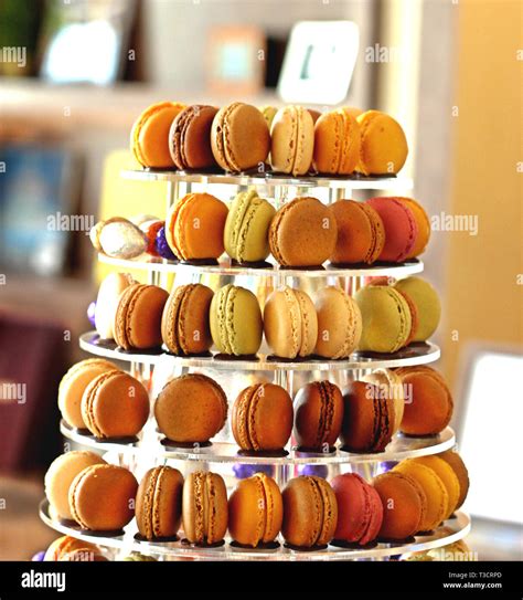 assorted macaroon tower Stock Photo - Alamy