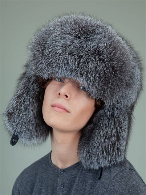 Silver Fox Full Fur Ushanka Hat with Ear Flaps | Handmade by NordFur