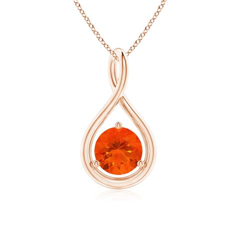 Angara - 0.55 ct. Fire Opal Pendant Necklace|6mm Round Fire Opal ...