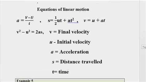 equation of linear motion - YouTube