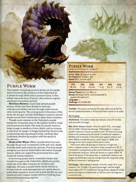 Purple Worm 5e | Dungeons and dragons game, Dnd dragons, Dungeons and ...